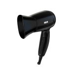 secadora de cabello 2 velocidades 2 temperaturas 1200 w negra mango plegable rca
