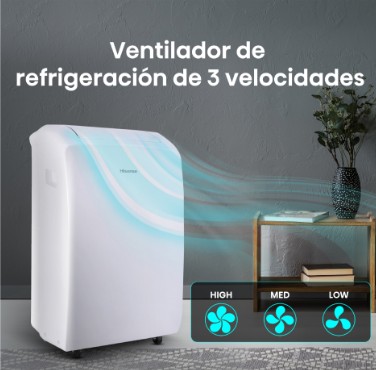 aire acond 12000 btus 110v portatil wifi hisense
